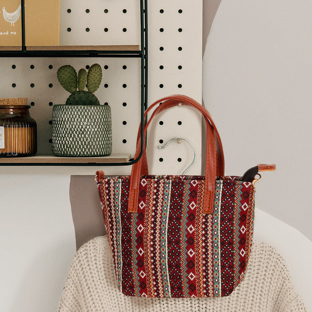 Tribal Patterned Tote Crossbody Bag