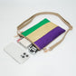 Women's Glittered Vertical Strip Mardi Gras Flat Mini Crossbody Bag