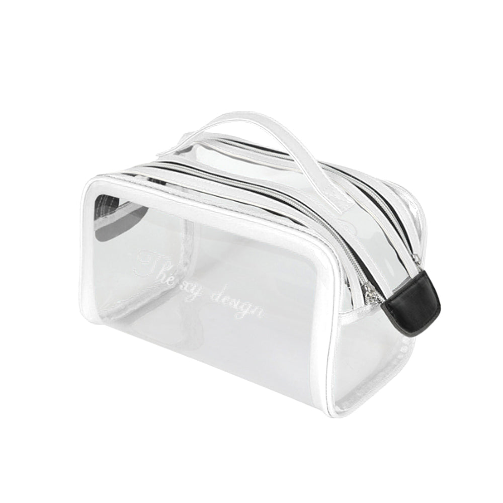 Double Zipper Open Transparent Makeup Pouch Bag