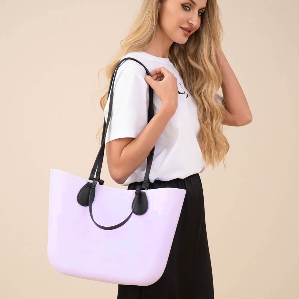 Large Structured Rubber Shoulder Tote Bag