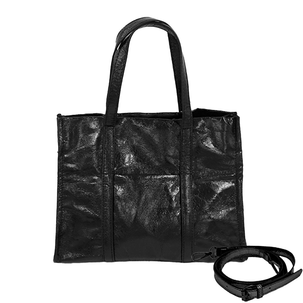 Metallic Top Handle Crossbody Bag