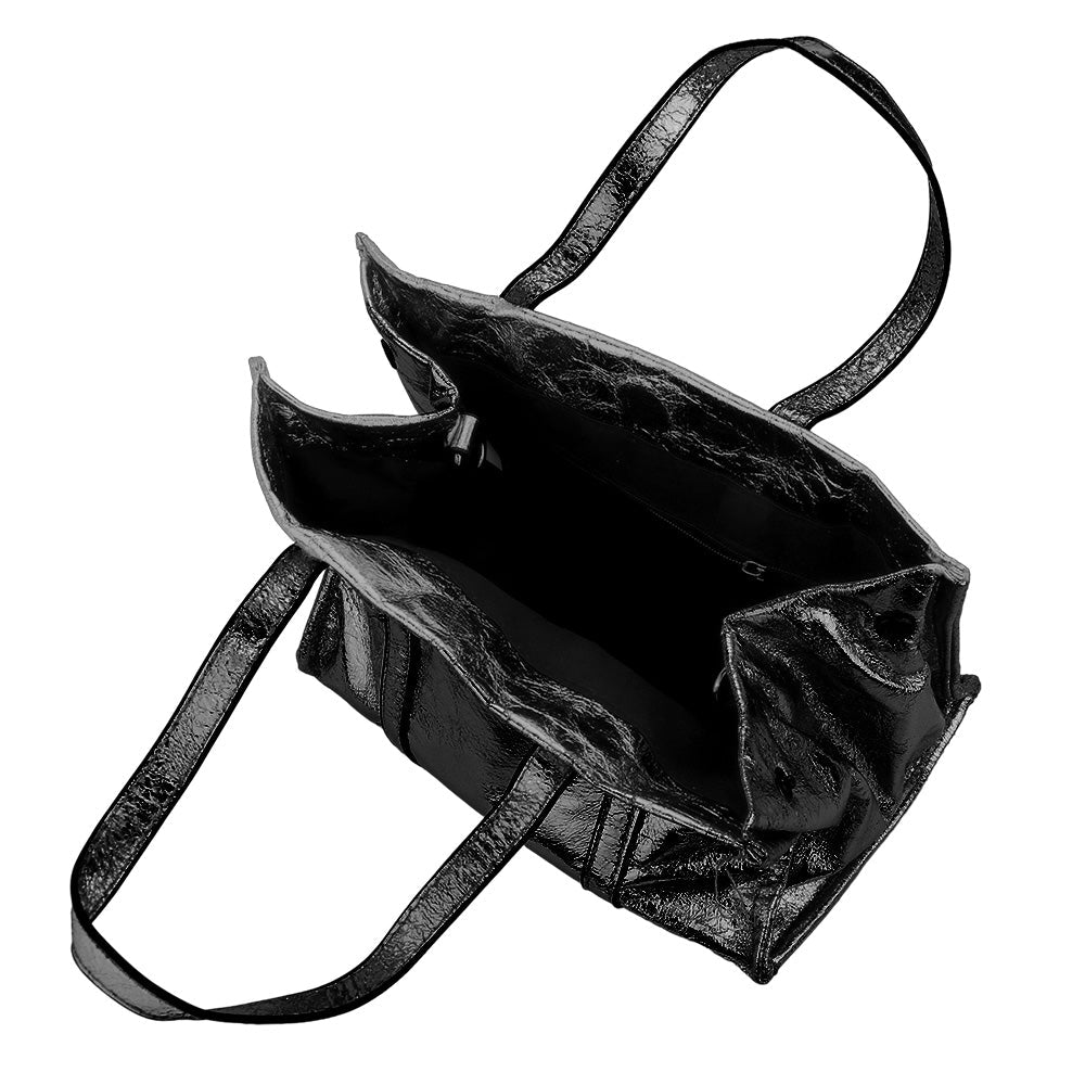 Metallic Top Handle Crossbody Bag