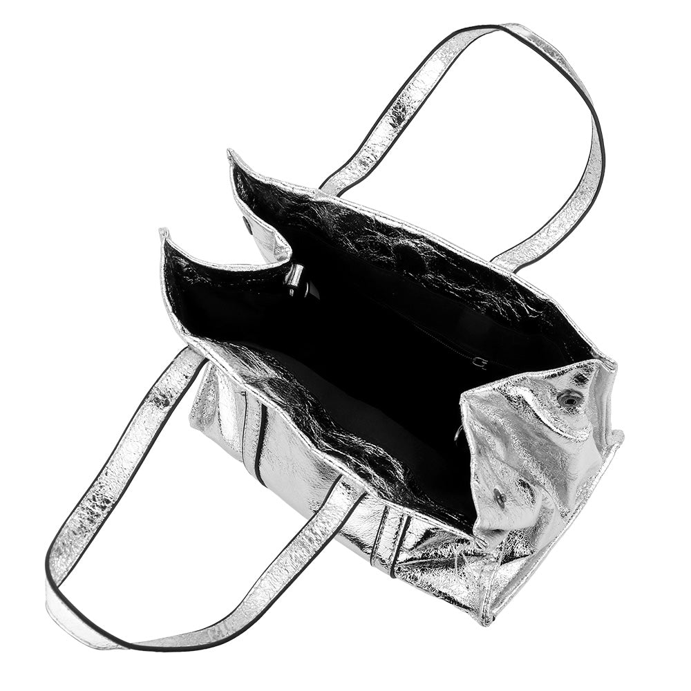 Metallic Top Handle Crossbody Bag