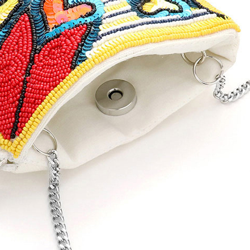 Sequin Seed Beaded Bunny Girl Crossbody Bag