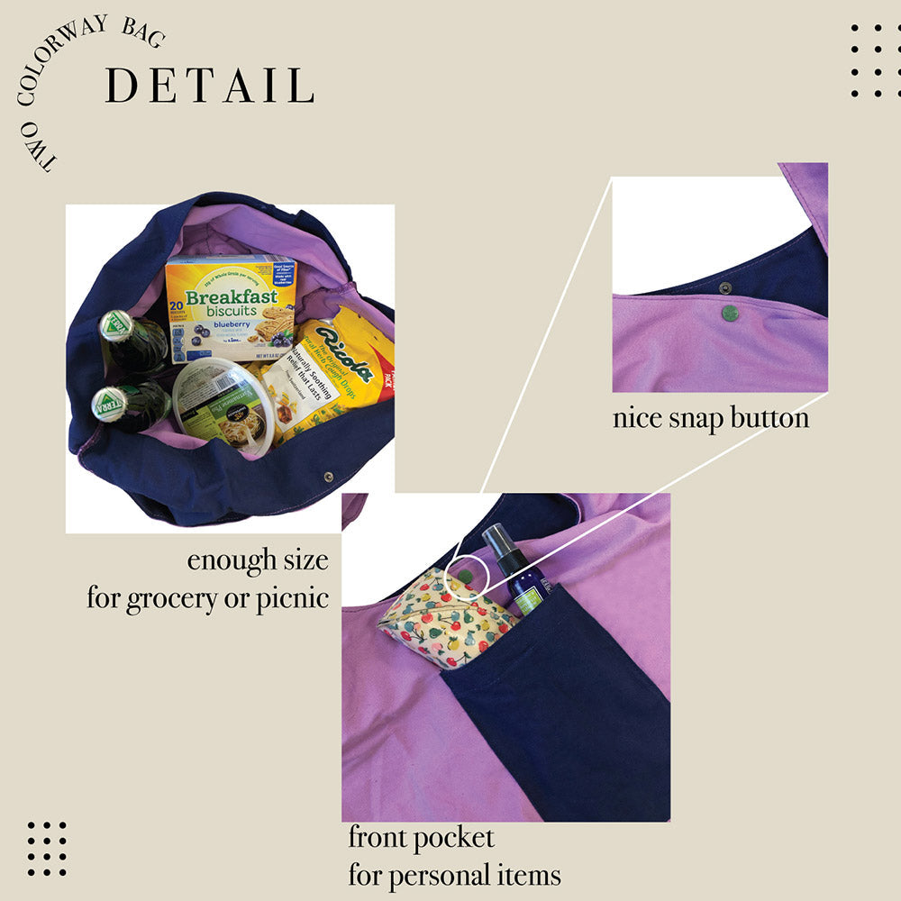Foldable Two Tone Big Tote Bag