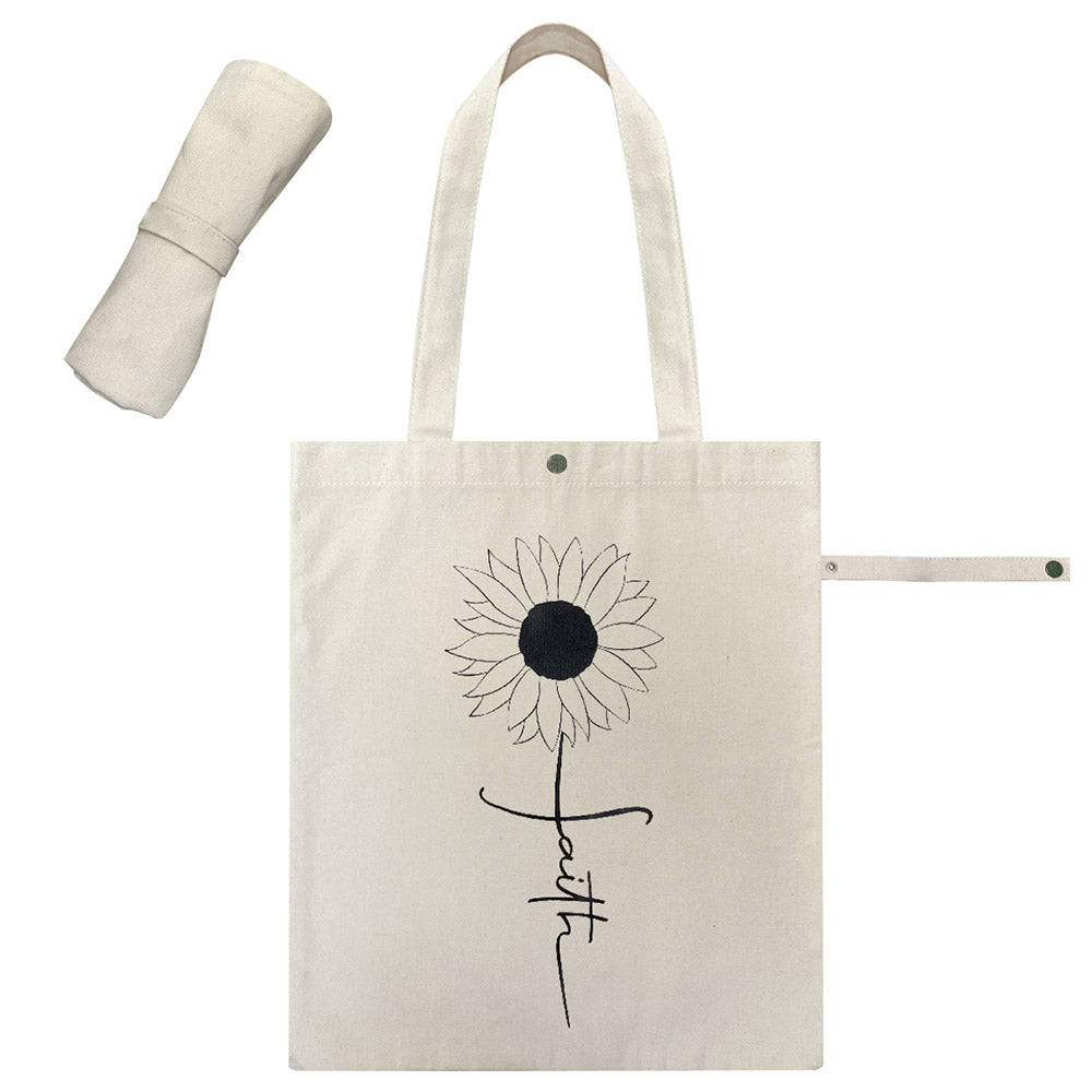 Faith Sunflower Printed Foldable Eco Bag