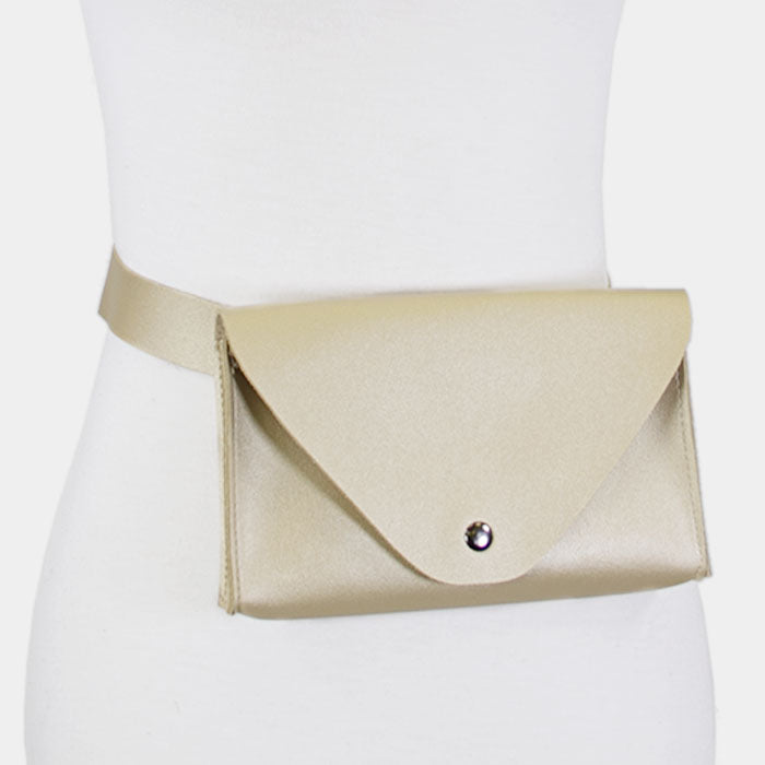 Faux Leather Solid Envelope Fanny Pack