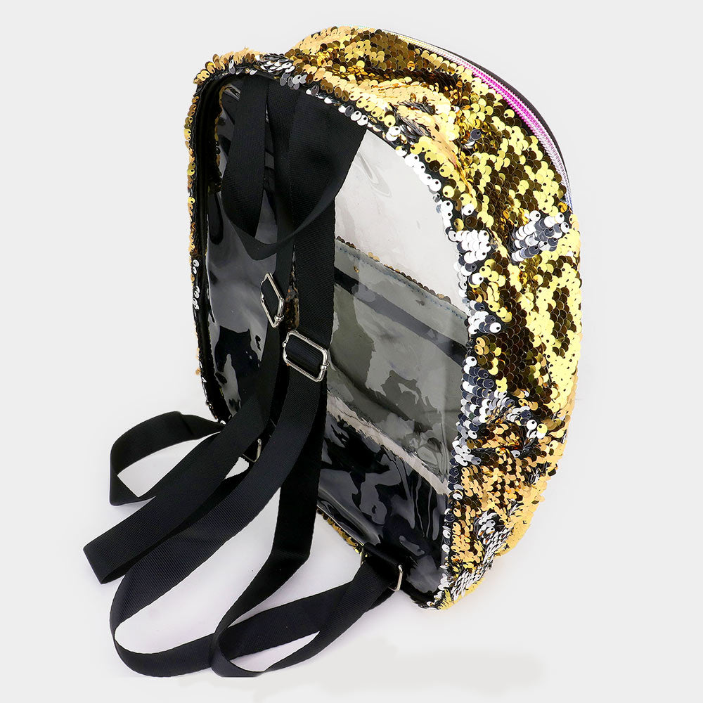 Sequin Rainbow Zipper Transparent Mini Backpack