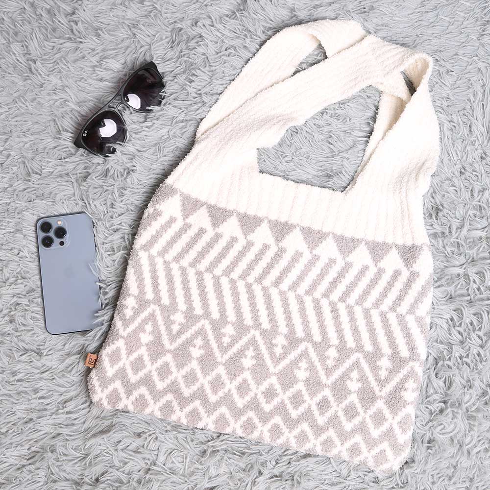 Geometric Knit Tote Bag