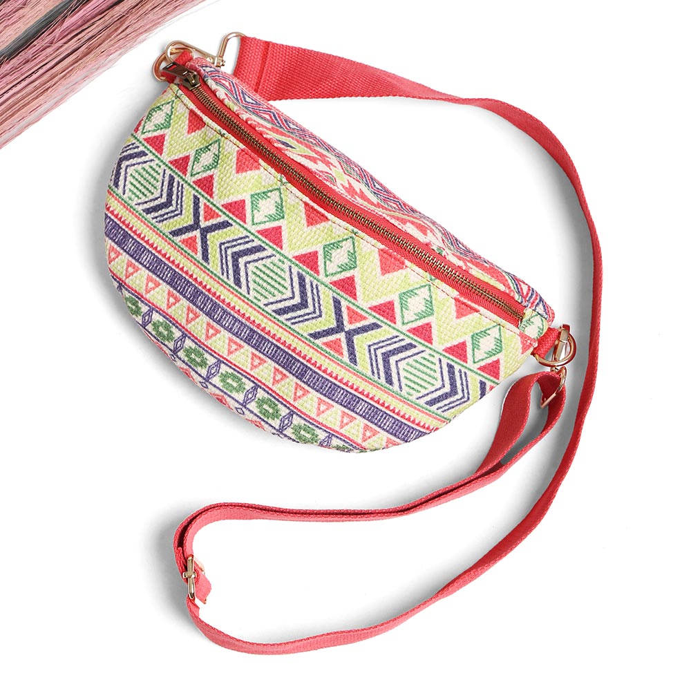 Boho Abstract Pattern Embroidered Crossbody Belt Bag / Sling Bag / Fanny Pack