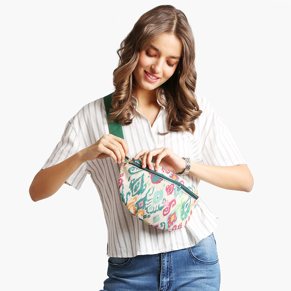 Boho Abstract Pattern Embroidered Crossbody Belt Bag / Sling Bag / Fanny Pack