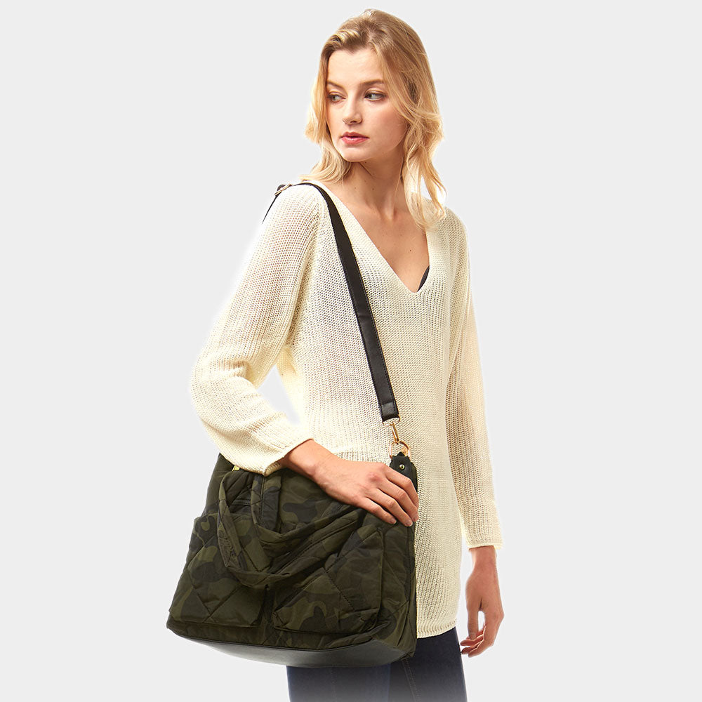 Camo Puffer Tote Bag
