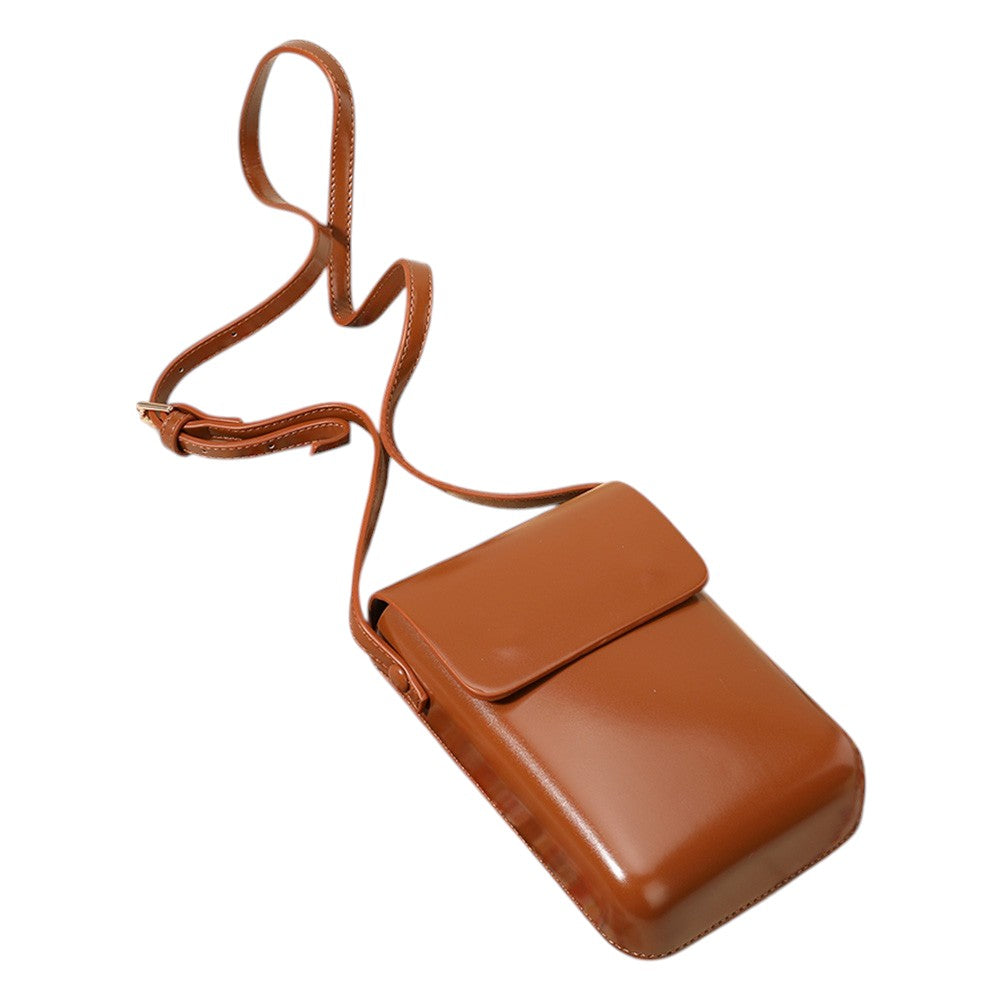 Bolso cruzado pequeño de piel sintética lisa / Funda para teléfono