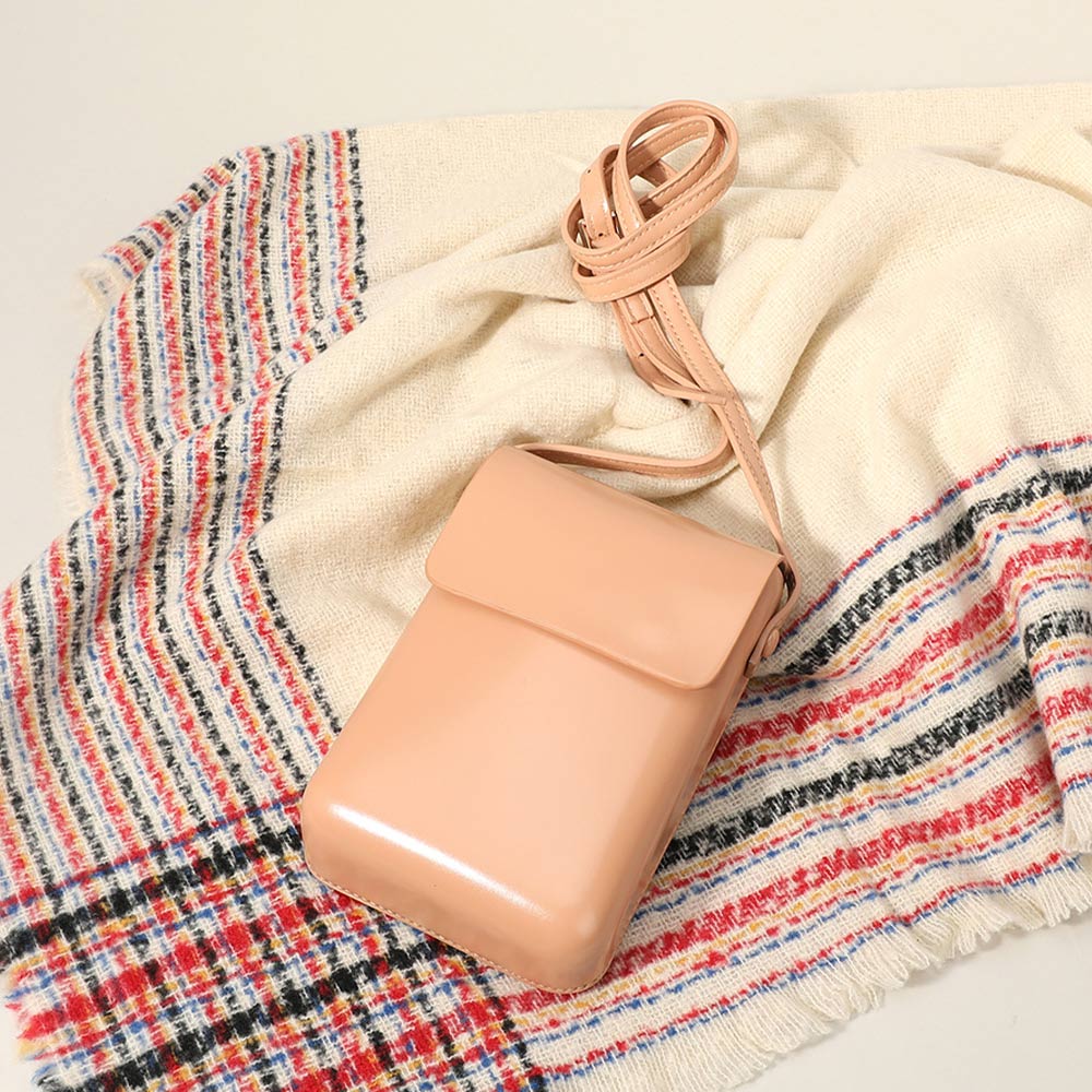 Bolso cruzado pequeño de piel sintética lisa / Funda para teléfono
