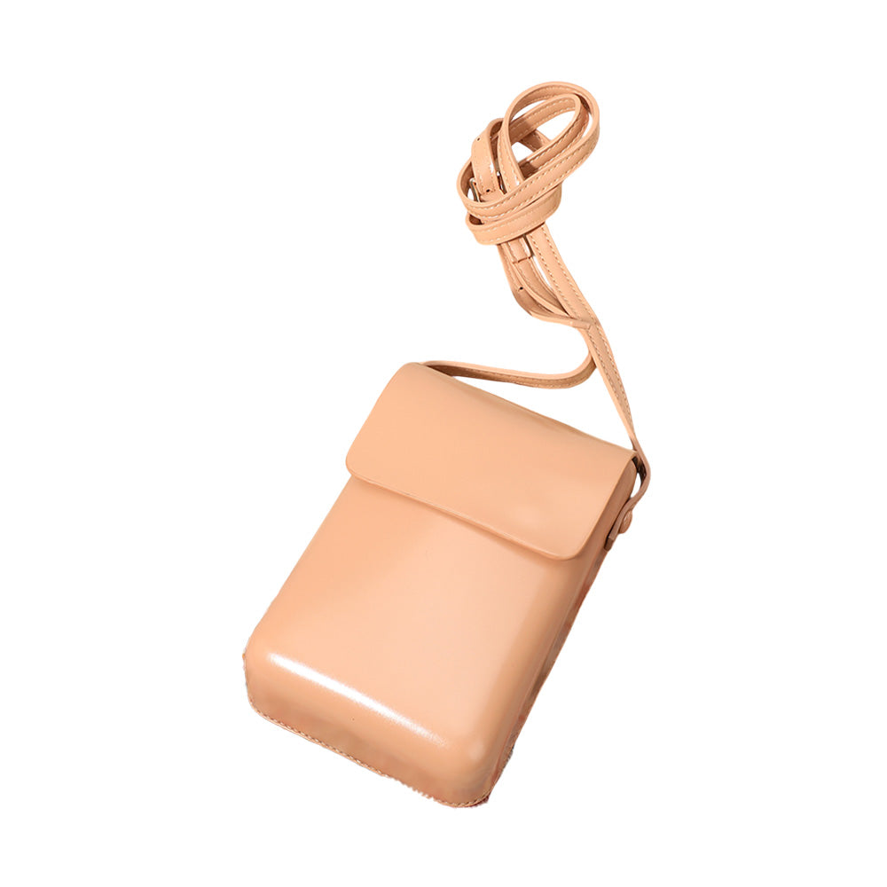 Bolso cruzado pequeño de piel sintética lisa / Funda para teléfono