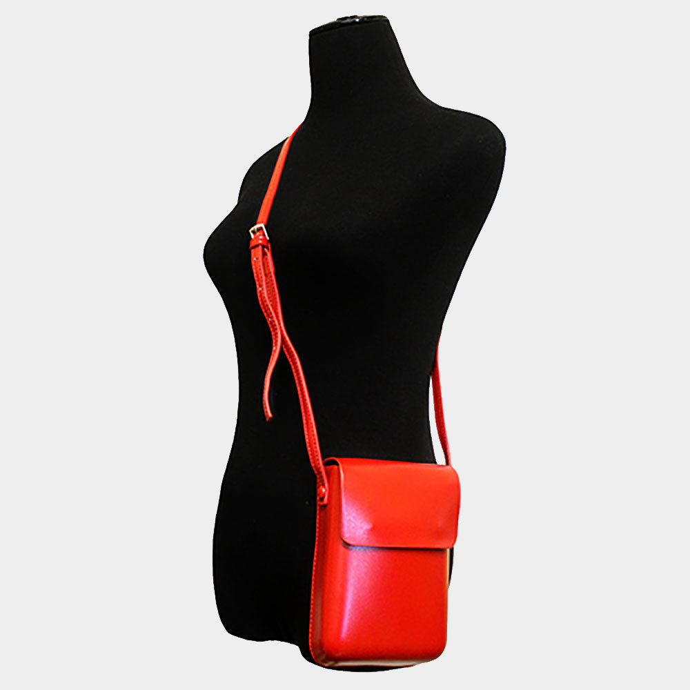 Bolso cruzado pequeño de piel sintética lisa / Funda para teléfono