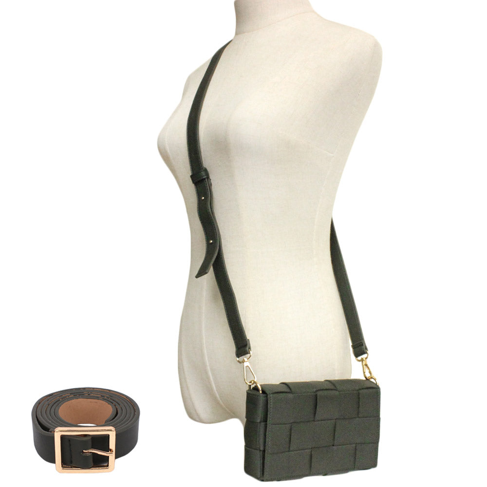 Faux Leather Woven Crossbody / Fanny Pack / Belt Bag