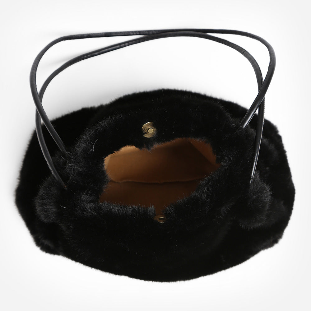 Solid Faux Fur Mini Handbag Shoulder Bag
