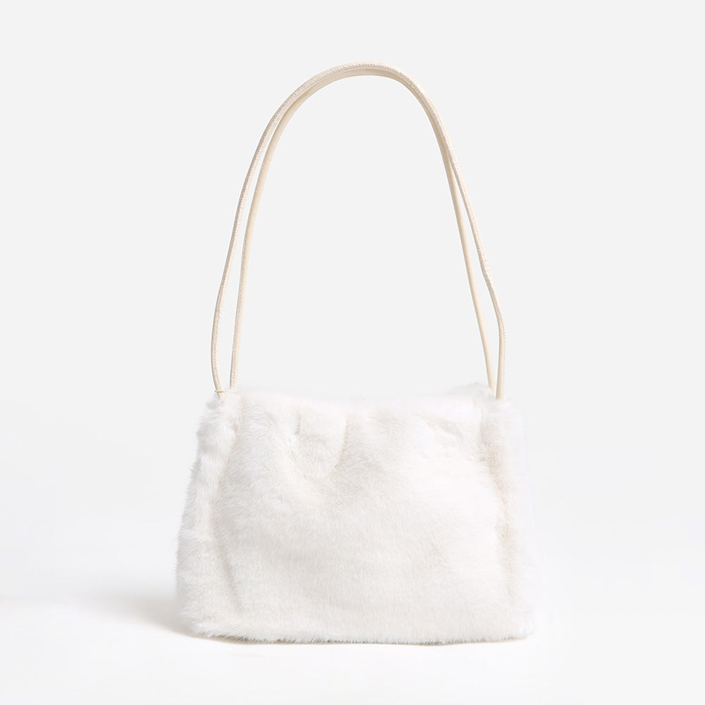 Solid Faux Fur Mini Handbag Shoulder Bag