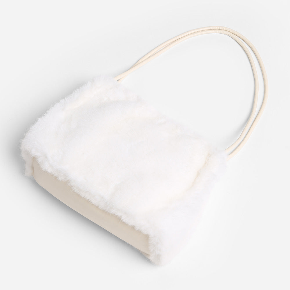 Solid Faux Fur Mini Handbag Shoulder Bag