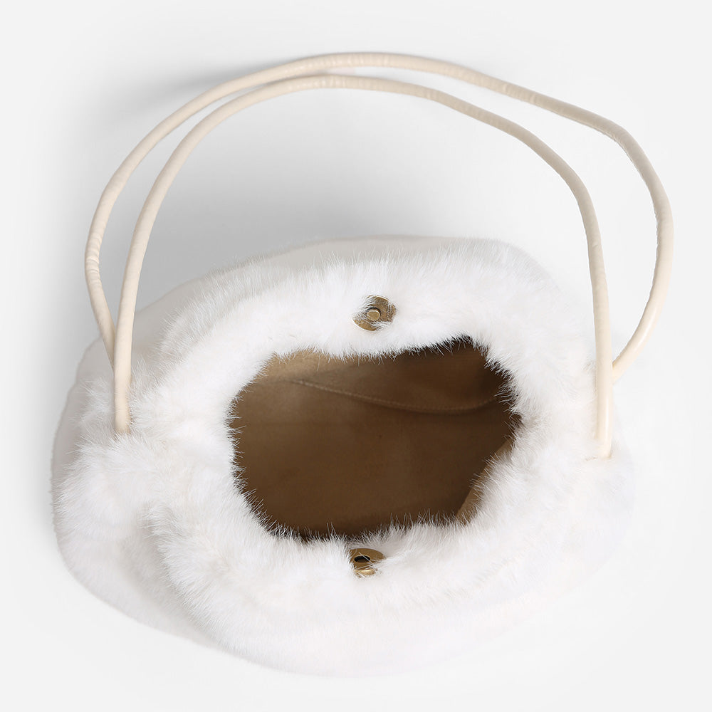 Solid Faux Fur Mini Handbag Shoulder Bag