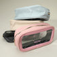 Meow Cat Face Printed Transparent Travel Cosmetic Pouch Bag