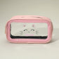 Meow Cat Face Printed Transparent Travel Cosmetic Pouch Bag