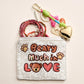 BEARY MUCH IN LOVE Message Sequin Seed Beaded Mini Pouch Bag