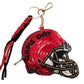 GEORGIA GAME DAY Football Helmet Sequin Seed Beaded Knot Keychain Mini Pouch Bag