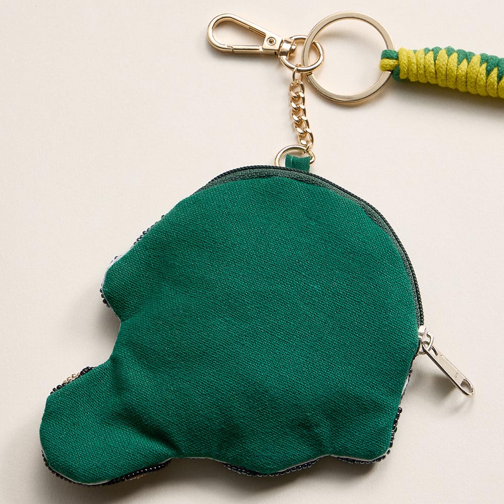 OREGON GAME DAY Football Helmet Sequin Seed Beaded Knot Keychain Mini Pouch Bag