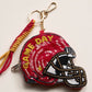 USC GAME DAY Football Helmet Sequin Seed Beaded Knot Keychain Mini Pouch Bag