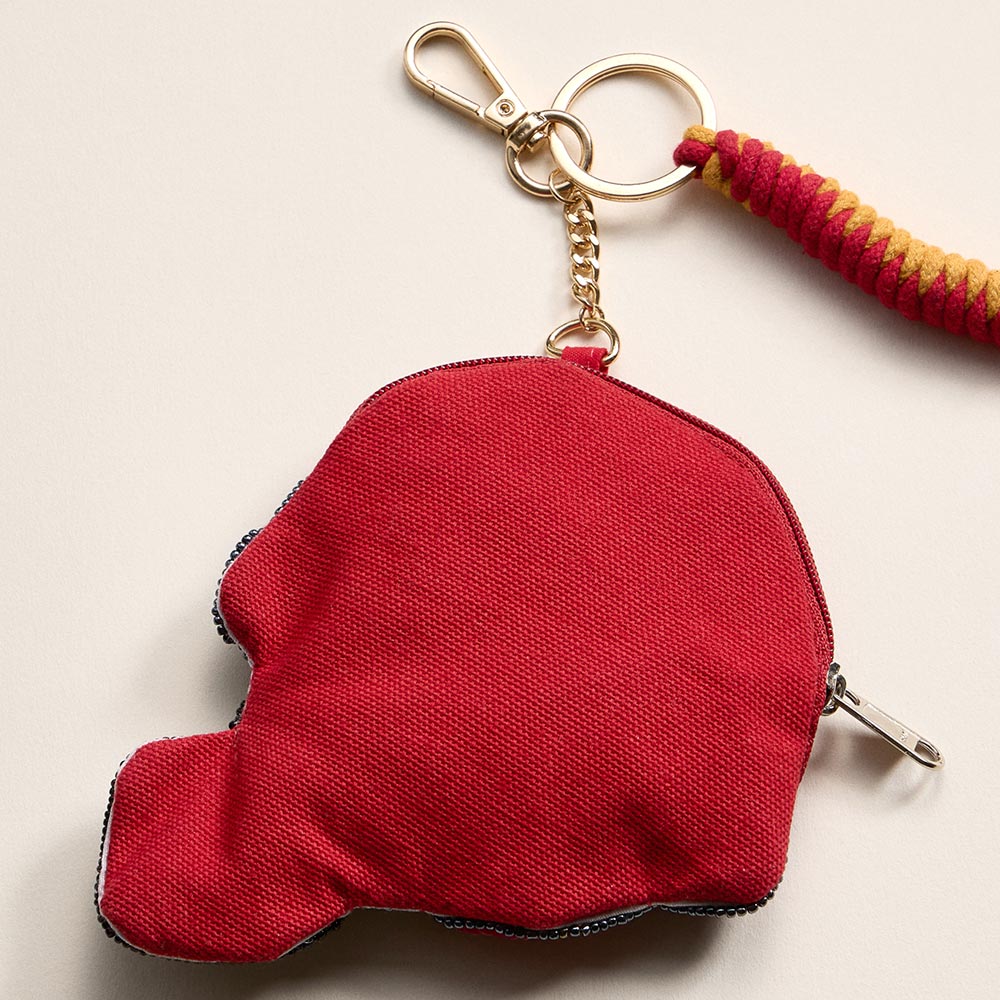 USC GAME DAY Football Helmet Sequin Seed Beaded Knot Keychain Mini Pouch Bag