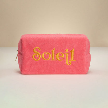 SOLEIL Message Embroidered Cosmetic Pouch Bag / Organizer