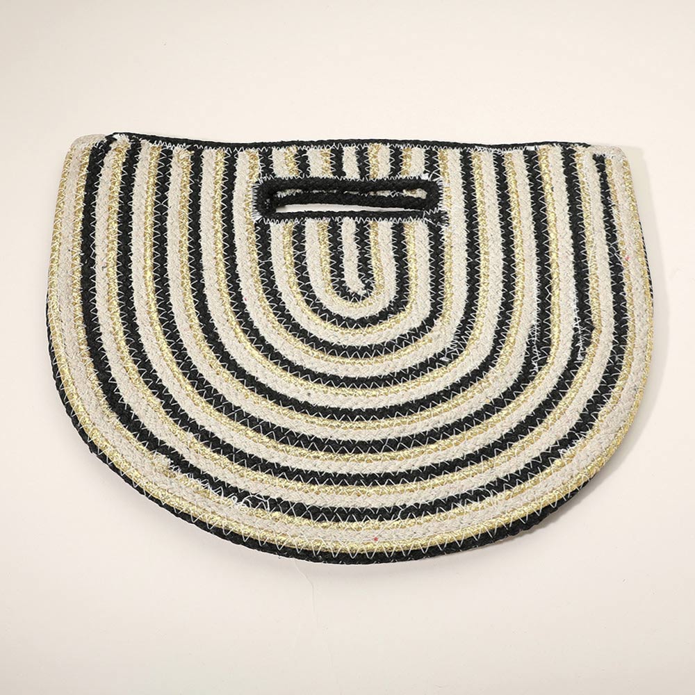 Round Stripped Knitted Woven Tote Bag