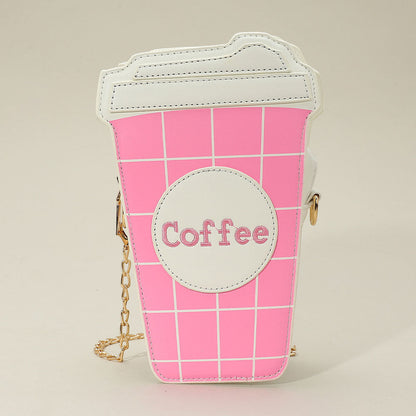Faux Leather Coffee Cup Crossbody Bag