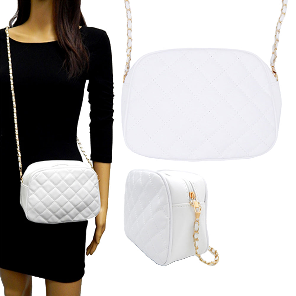 Faux Leather Quilted Crossbody Bag