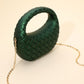 Hard Shell Braided Woven Top Handle Crossbody Handbag