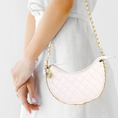 Faux Leather Quilted Chain Strap Crossbody Bag