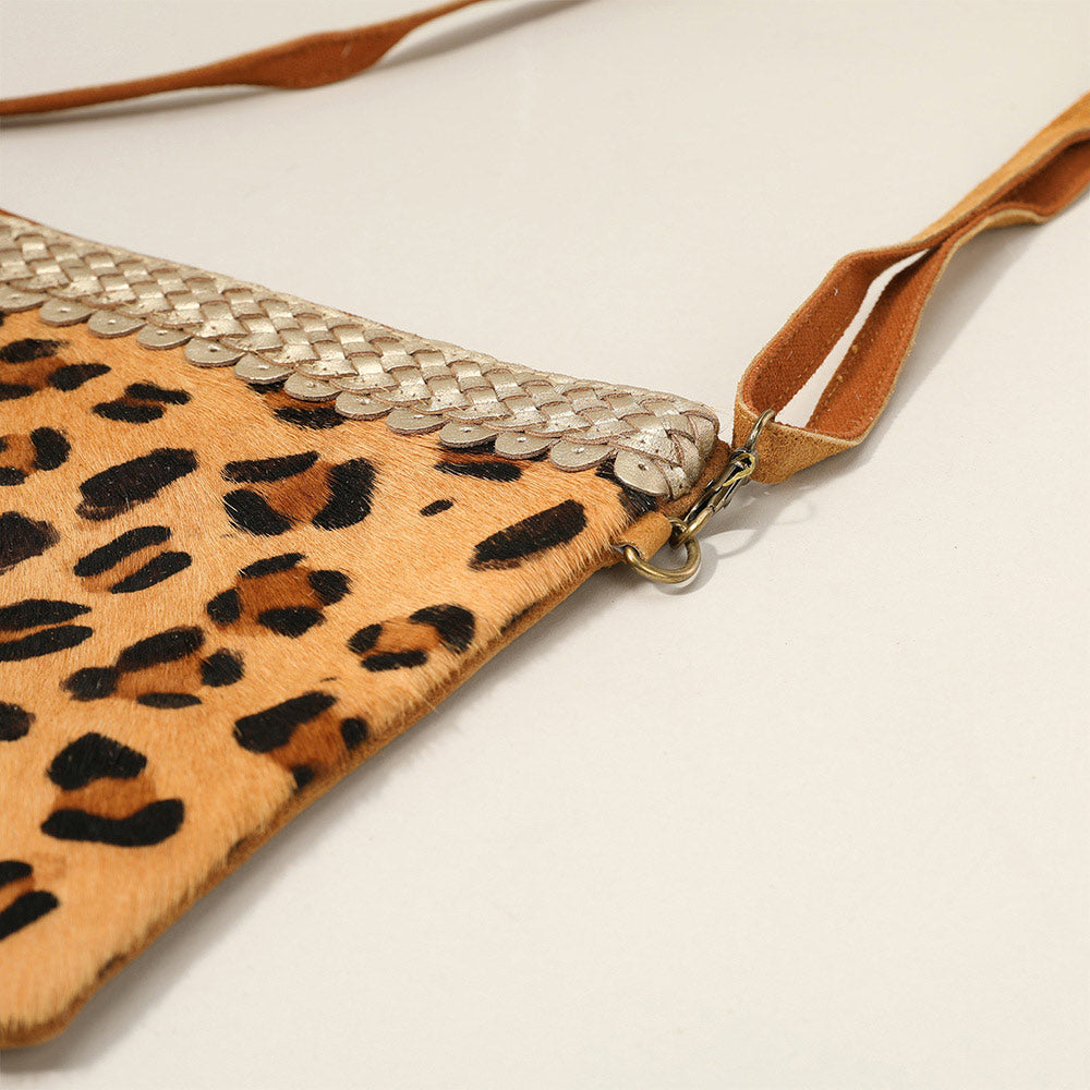 Leopard Patterned Genuine Leather Crossbody Bag