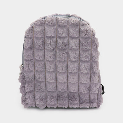 Quilted Solid Faux Fur Backpack Bag