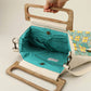 Handcrafted Beaded Boho Wooden Handle Tote / Crossbody Bag