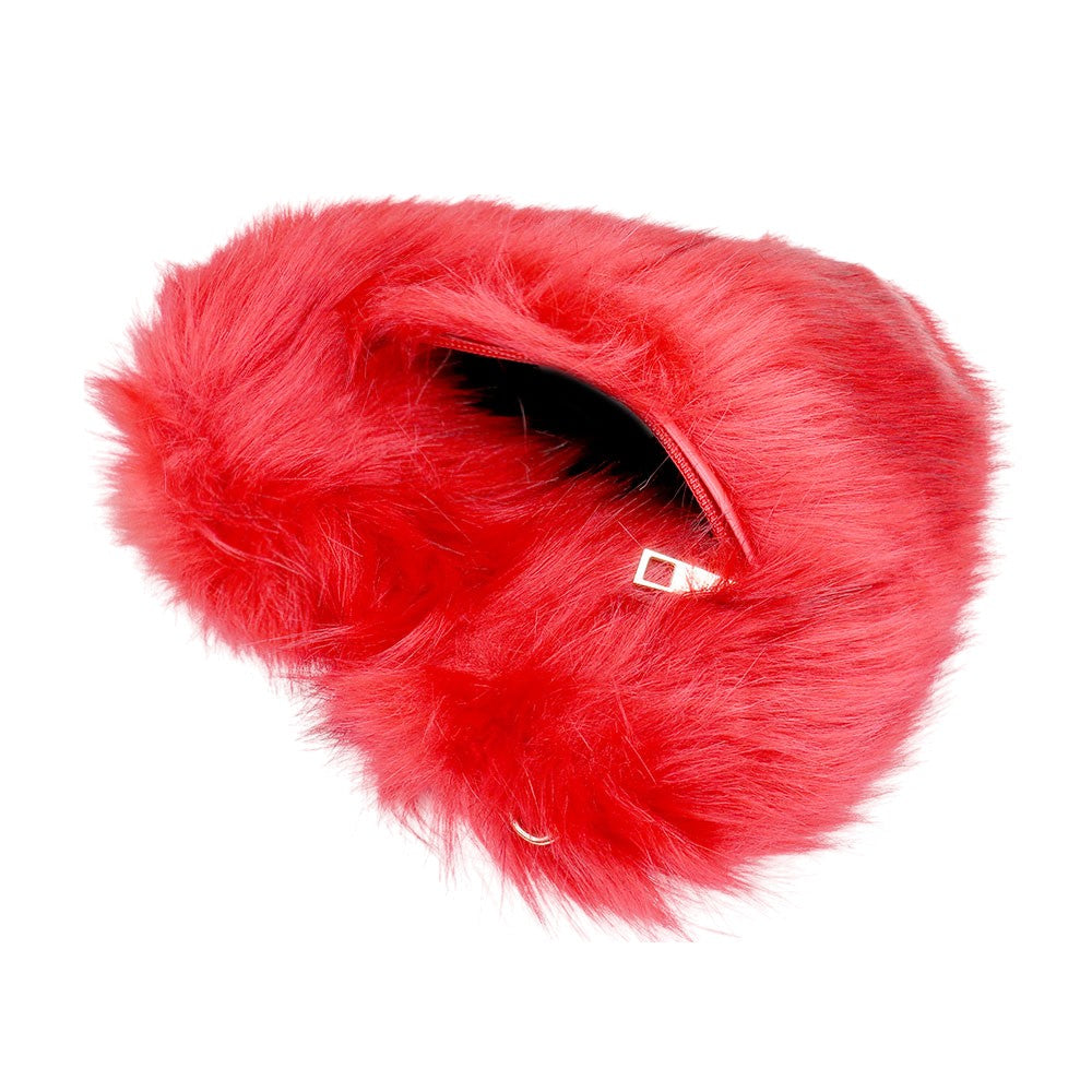 Faux Fur Heart Crossbody Bag