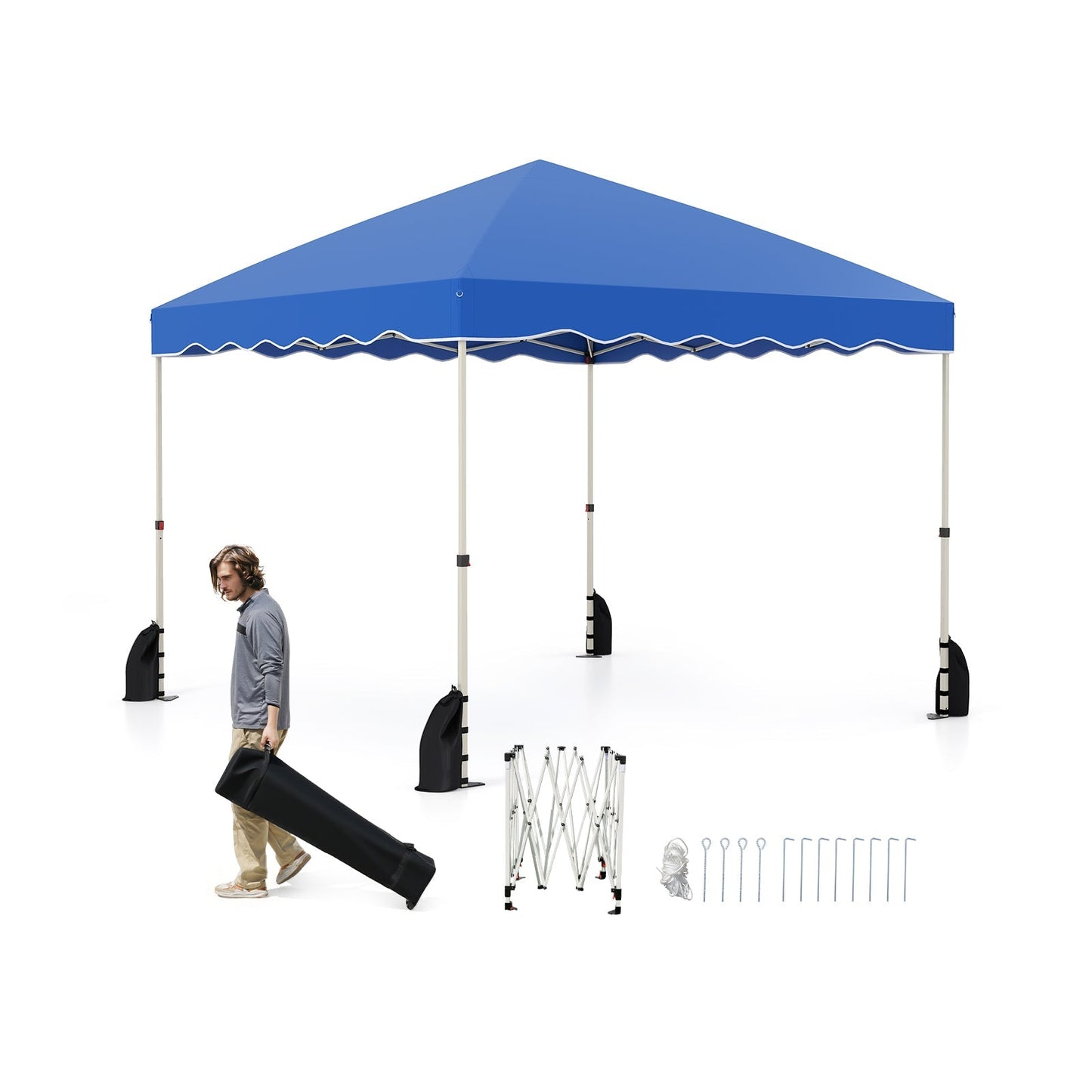 Foldable 10 X 10 Feet Pop up Canopy Tent with Wheeled Bag