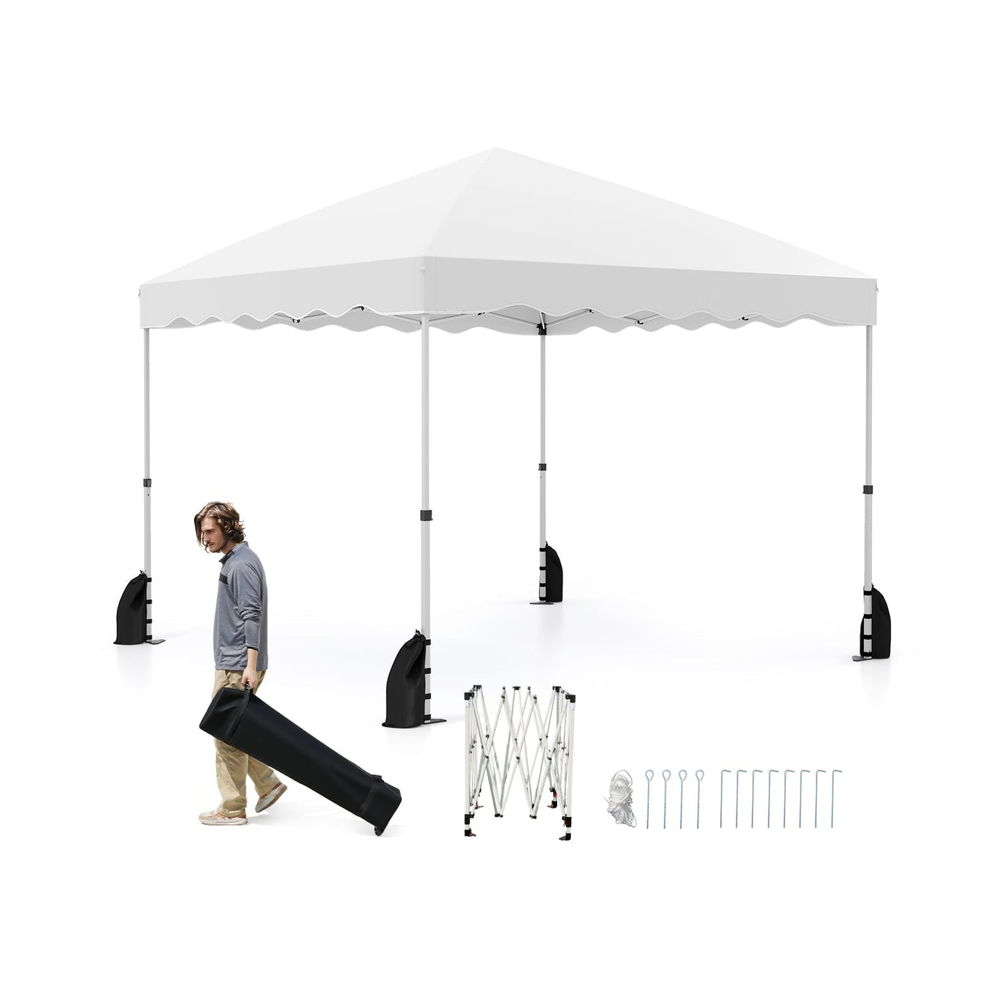 Foldable 10 X 10 Feet Pop up Canopy Tent with Wheeled Bag