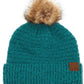 C.C Solid Boucle Yarn Beanie Hat With Pom