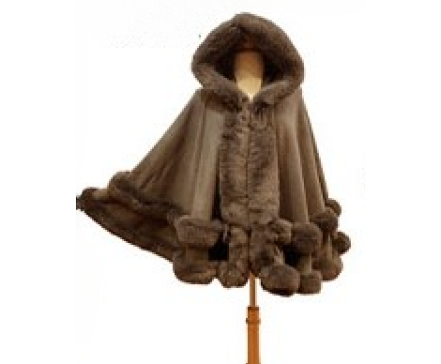Elegant Faux Fur Trim Knit Poncho Ruana