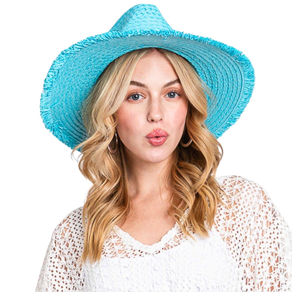 Frayed Solid Straw Sun Hat
