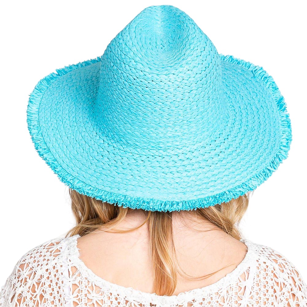 Frayed Solid Straw Sun Hat