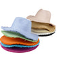 Frayed Solid Straw Sun Hat