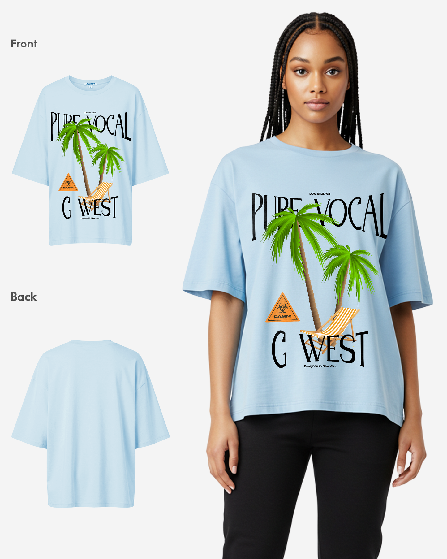G West Womens Oversized Pure Vocal T Shirt